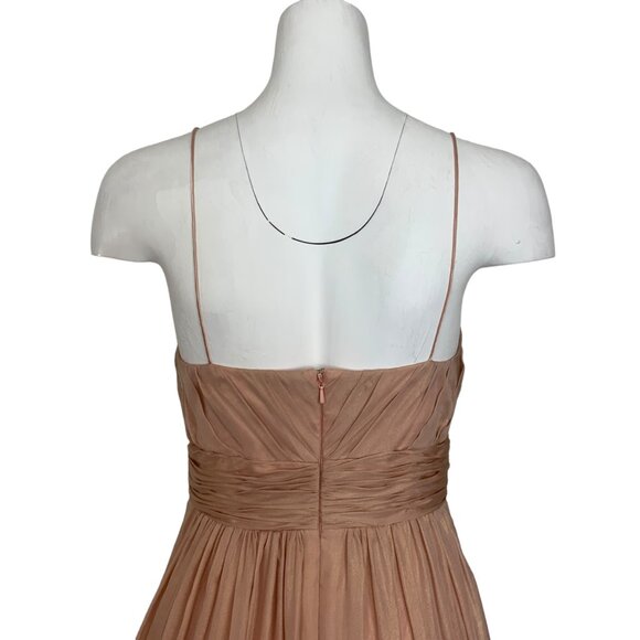 Aidan Mattox V-Neck Dress 4 Champagne Pink Mini Silk - Picture 9 of 12
